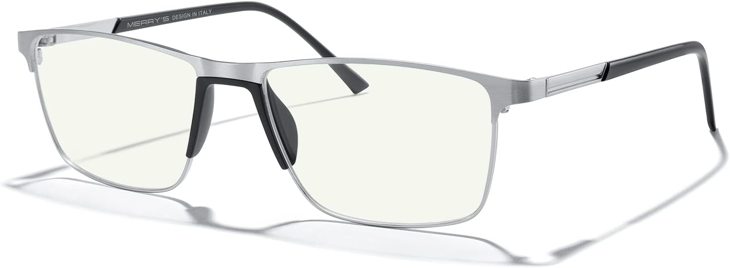 MERRY'S Fashion Blue Light Blocking Glasses - Reading Glasses Metal Frame Spring Hinge Readers for Men Eyeglasses